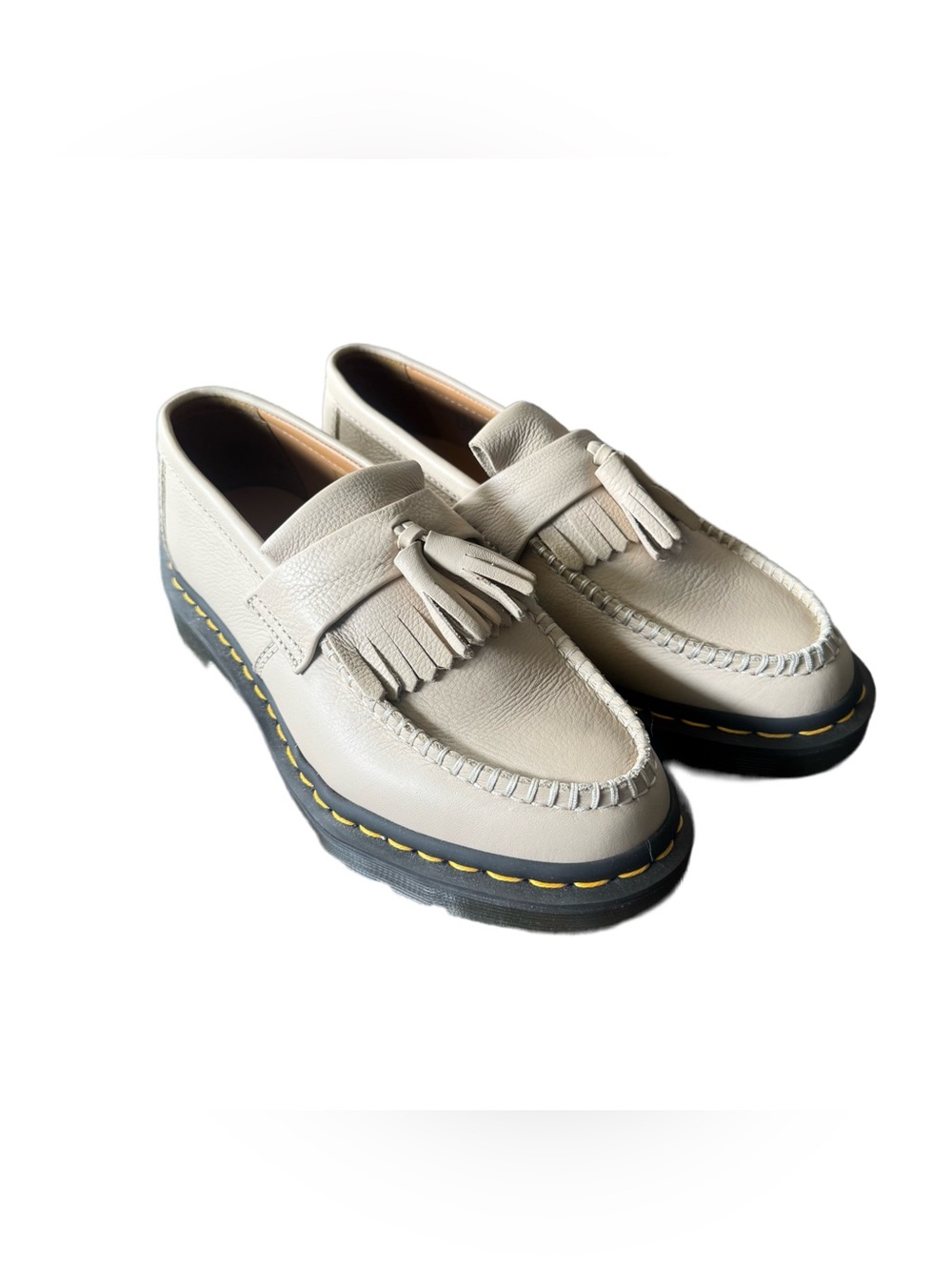 Dr. Marten's Adrian Loafer Women's 8 Vintage Taupe Leather Tassel Shoe Chunky